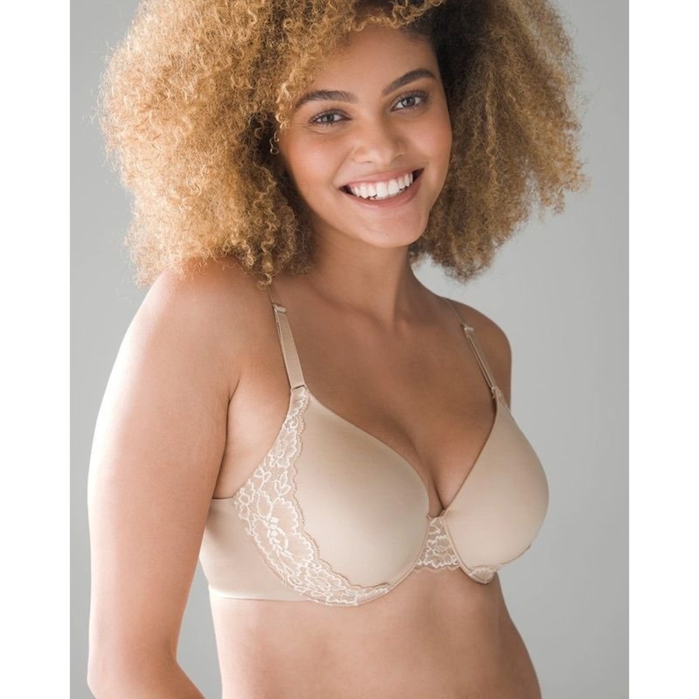 Soma Vanishing Back Full Coverage Lace Trim Underwire Bra Tan Size 36DDD